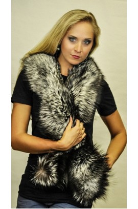 Silver fox fur scarf